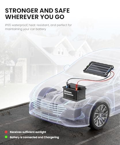 Solar Battery Trickle Charger for Car Battery, Portable and Waterproof Solar Battery Maintainer, Amorphous Silicon Solar Panel car Battery Charger (Solar Battery Charger 7.5W) — view 4