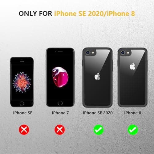 Miracase for iPhone SE Phone Case 3rd/2nd Generation 2022 2020 Full-Body with Built-in Glass Screen Protector, Heavy Duty 360° Protective Shockproof Bumper Cover for iPhone 8/SE 4.7 Inch, Black — view 6