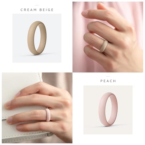 ThunderFit Silicone Bridal Rings Set for Women, 5.5mm Wide, 2mm Thick, Wedding Rubber Bands, Variety Multipack 1-12 — view 2