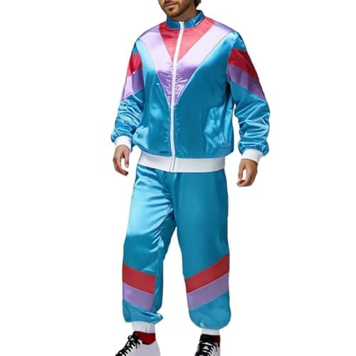 Unisex Adult 70s 80s Tracksuit 2 Piece 90s Retro Windbreaker Jacket Set Disco Hip Hop Performance Costume Y2K Neon Outfits — view 6