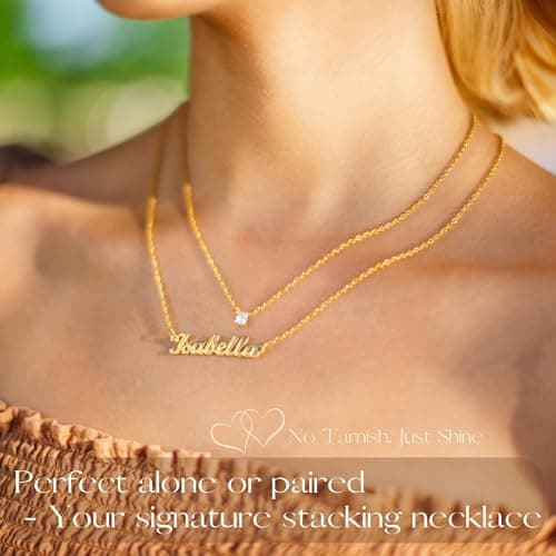 Ldurian Custom Name Necklace, Emma Name Plate Pendant Necklace Pre Gifts, Charm Necklaces Jewelry for Birthday Anniversary — view 2