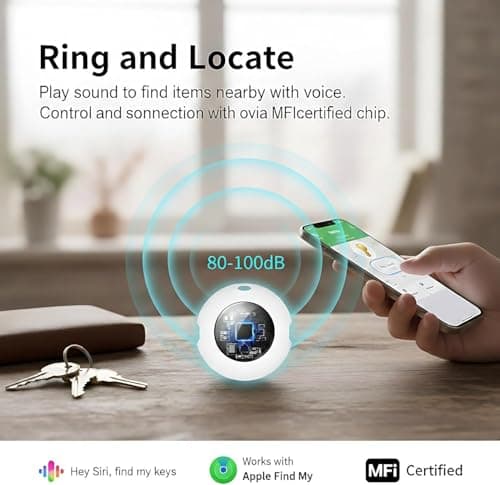 Air Tracker Tags-4 Pack [Apple MFi Certified] 2026 New Bluetooth Tracker Tag Work with Apple Find My (iOS Only) Smart Item Locator 100dB Sound Replaceable Battery Global Tracking for Kids Key Luggage