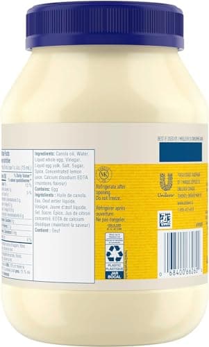 Hellmann's Real Mayonnaise ideal with fries burgers and salads made with Canadian free-run eggs and canola oil, 890 ml (Pack of 1) — view 2