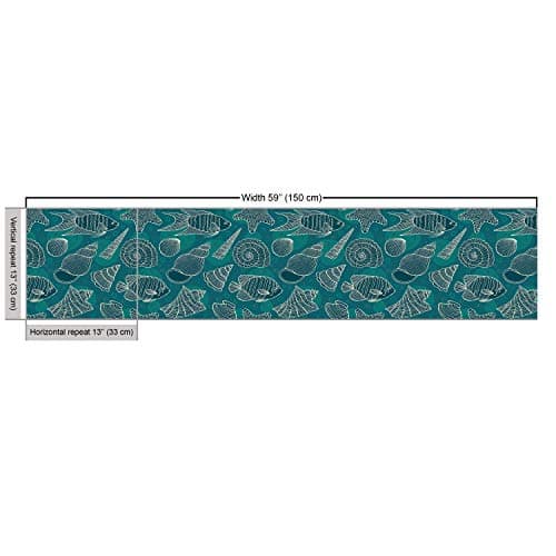 Ambesonne Sea Shells Fabric by The Yard, Nautical Ocean Pattern Underwater World Sea Life Theme Sketch Style, Decorative Fabric for Upholstery and Home Accents, 2 Yards, Petrol Blue — view 2