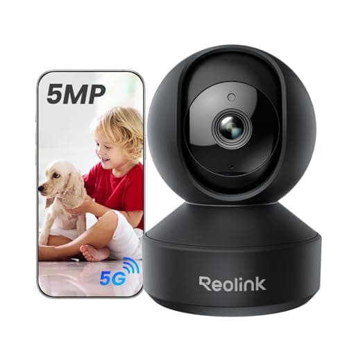 REOLINK E1 Pro-Black 5MP HD Plug-in Home Security Indoor Camera with 2.4/5 GHz Wi-Fi, Auto Tracking, Person/Pet/Crying Detection, Multiple Storage Options, Ideal for Baby Monitor/Pet Camera/Elderly
