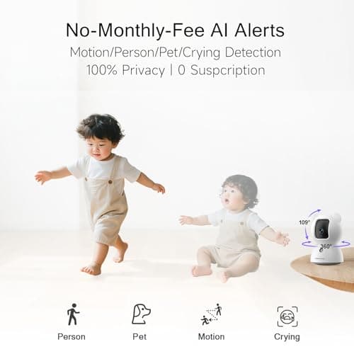 CINMOORE 2.5K Indoor Camera 4pack, Free AI Person/Pet/Cry Detection, 4MP Baby/Dog/Cat/Pet Camera with Phone App, Pan Tilt WiFi Cameras for Home Security, Night Vision, Full Duplex Audio — view 2