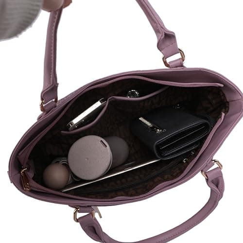 MKF Collection Shoulder Bag for Women, PU Leather Pocketbook Top-Handle Crossbody Purse Tote Satchel Handbag By Mia K, Talula Black, Large — view 5