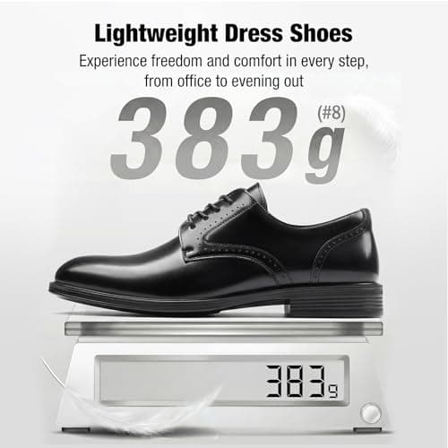 HEEZ Men's Dress Shoes, Classic Oxford Shoes for Men Non Slip, Comfortable Lace Up Plain Toe Derby Shoes for Business Work Formal Wedding Office Black — view 3