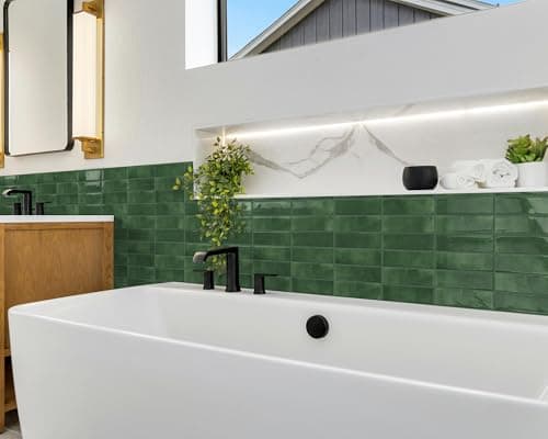 DEWOO Green Peel and Stick Backsplash Self Adhesive Wall Tiles 10-Sheet — view 2