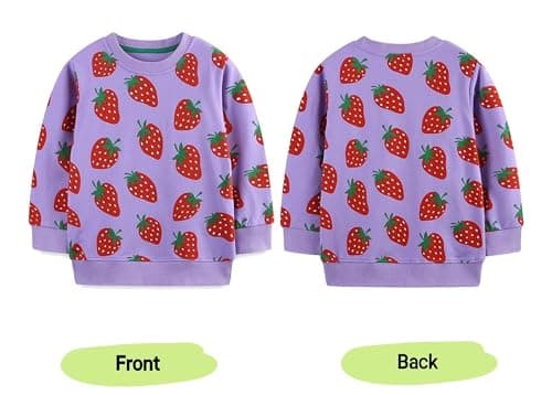 Winzik Girls Sweatshirt Christmas Sweater Shirt Toddler Kids Girl Pullover Fall Long Sleeve Tops Tee Clothes 2-7T (2-3T, Purple Strawberry) — view 5