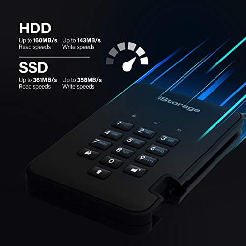 iStorage diskAshur2 HDD 2TB Black | Secure portable hard drive | Password protected | Dust & water resistant | Hardware Encryption — view 5