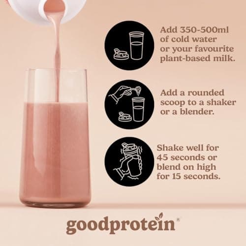 Good Protein Vegan Plant-based Protein Powder 100% Natural, Non-GMO, Dairy-free, Gluten-free, Soy-free, No Added Sugar and Nothing Artificial. Chocolate Fudge All-in-One Shake 440 grams — view 5
