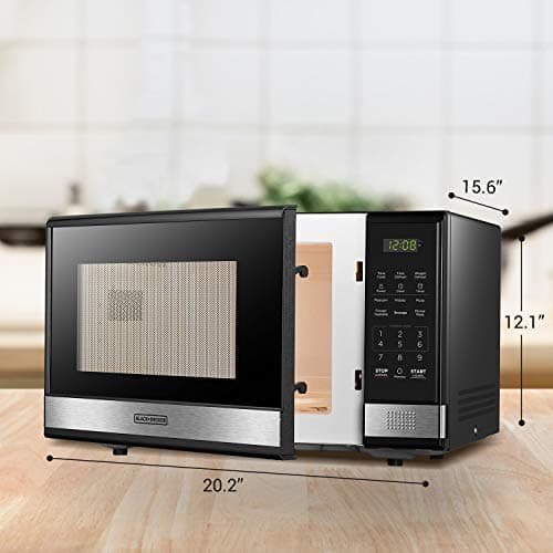 BLACK+DECKER EM031MB11 Digital Microwave Oven with Turntable Push-Button Door, Child Safety Lock, 1000W, 1.1cu.ft, Black & Stainless Steel, 1.1 Cu.ft — view 7