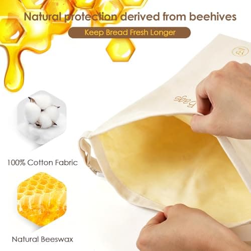 2-Pack Reusable Beeswax Bread Bags - Large 17x13 Inch for Sourdough & Homemade Bread Storage | All-Natural Beeswax Preservation, Eco-Friendly Cotton Food Bags - Easy to Clean & Daily Use — view 2