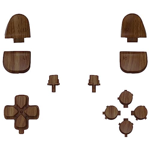 eXtremeRate Replacement D-pad R1 L1 R2 L2 Triggers Share Options Face Buttons, Wood Grain Full Set Buttons Compatible with ps5 Controller BDM-030 BDM-040 BDM-050 - Controller NOT Included — view 3