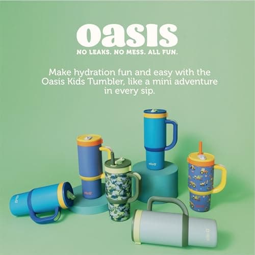 Ello Oasis 14oz Stainless Steel Toddler Tumbler with Handle & Retracting Straw, 100% Leakproof, Double-Wall Vacuum Insulated, Kids Water Bottle for School, BPA Free, Dishwasher Safe, Construction — view 4