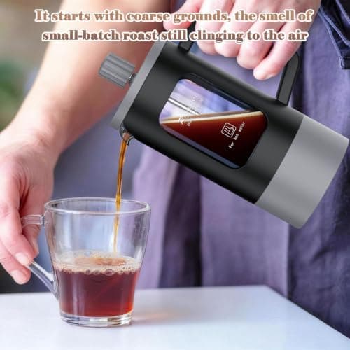 RAINBEAN Cafetiere French Press,2 Cup Coffee Maker and Tea Maker with Heat Resistant Borosilicate Glass,BPA-Free Dishwasher Safe Percolator,0.34 L/12 oz — view 3
