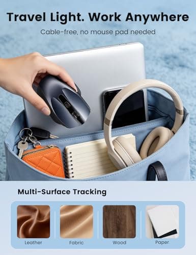 Wireless Mouse for Laptop, 2.4GHz Computer Mouse with USB-A Port &USB-C Adapter, Cordless Office Mice with 6 Buttons & 3 Level DPI for Small to Medium Hands, Work with PC, Desktop, Tablet - M21 — view 3