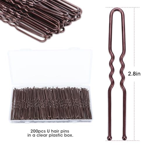200PCS 2.8 Inch U Shaped Large Heavy Duty Hair Pins for Women Girls, Large Hair Pins for Thick/Long Hair, Long Hair Pin Bobby Pin for Secure Bun Salon Wedding Daily Hairstyles- Brown — view 2