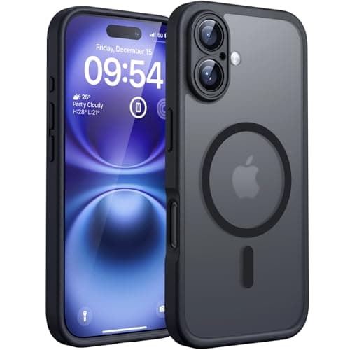TOCOL Magnetic for iPhone 16 Case, Upgraded Full Camera Protection, Fit for MagSafe, Rugged Phone Case for iPhone 16 6.1 Inch, Drop Protection, Anti-Scratch, Black