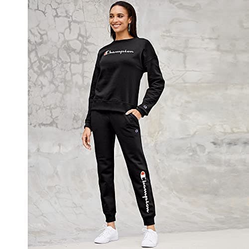 Champion Women's Joggers, Powerblend, Fleece Joggers, Comfortable Pants for Women, 29" (Plus, Black Script, Medium — view 2