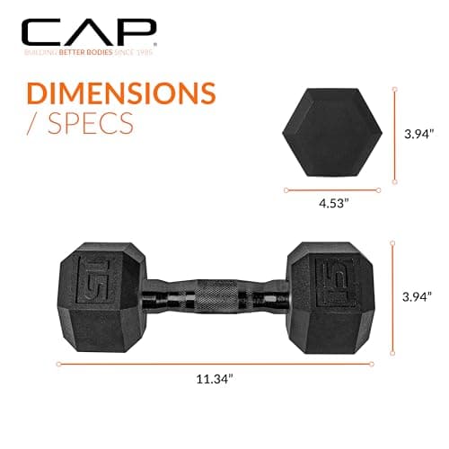 CAP Barbell 15 LB Coated Hex Dumbbell Weight Pair with Black Handle — view 2