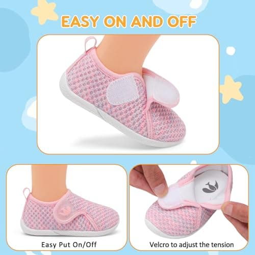 JOINFREE Baby Girls Shoes Boys Sneakers Barefoot Infant First Walking Shoe Sports Sneaker Pink Purple 12-18 Month Infant — view 2