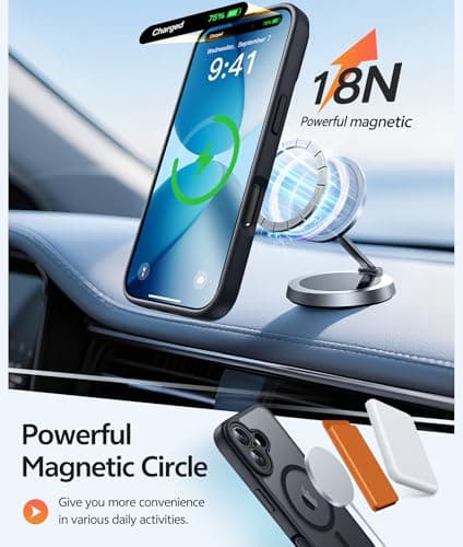 FNTCASE for iPhone 17 Case, Fit for Magsafe, Screen Protector, Black — view 2