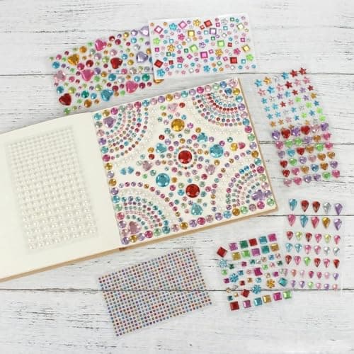 Gikboup 3521 Pieces Self Adhesive Jewels for Crafts, Gems Stickers for Kids, Flat Back Plastic Fake Jewels for Scrapbook Supplies and face gems — view 8