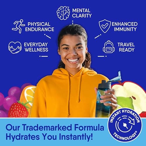GoHydrate Instant Hydration Powder Packets - Low Sodium Electrolytes Drink Mix - Natural Hydration Support, Sugar Free Electrolyte Flavored Powder Drink with Vitamin D, 30 Packs, Grape — view 2