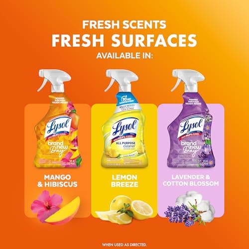 Lysol All Purpose Cleaner Spray, Multi-Purpose Disinfecting Spray, Kitchen & Bathroom Cleaner, Mango & Hibiscus Scent, 32 Fl Oz — view 6