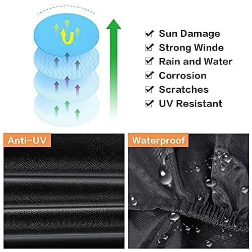 Bike Cover for 2 or 3 Bikes Outdoor Waterproof Bicycle Covers Rain Sun UV Dust Wind Proof with Lock Hole for Mountain Road Electric Bike Heavy Duty Bikes Black — view 4