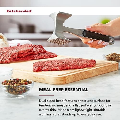 KitchenAid Gourmet Multi Sided Meat Tenderizer for Pounding Meats, Nuts, Shellfish, ect, Hang Hole for Easy Storage, Hand Wash, One Size, Black — view 3