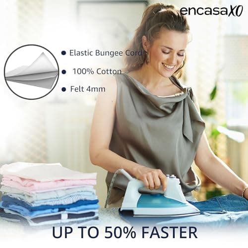 Encasa XO Replacement Ironing Board Cover with Extra Thick Pad, Plain Colors, Elasticated, (Fits Standard Large Boards of 54"x15") Heat Reflective, Scorch Resistant, Heavy Duty - Cobalt — view 3