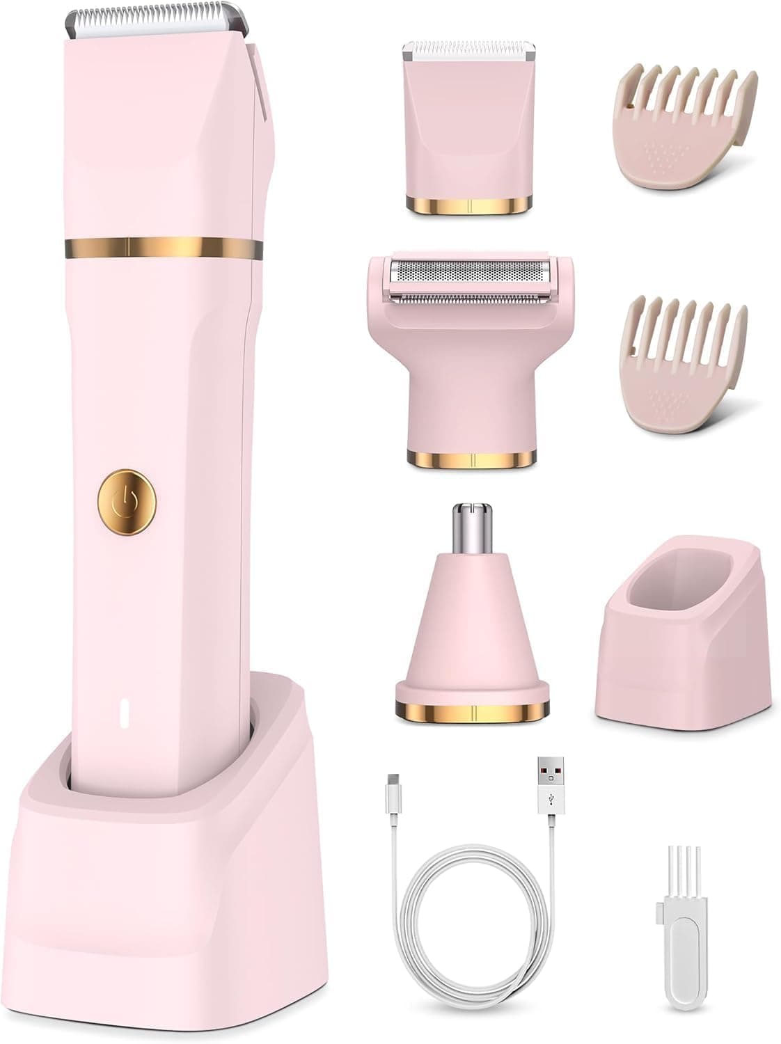 Lady Shavers for Women 3-in-1,Bikini Trimmer Woman IPX7 Waterproof,Nose Trimmer Rechargeable,Pubic Hair Trimmer for Women Wet and Dry,Painless Electric Foil Shaver for Body,Arms Legs Underarms, White — view 8