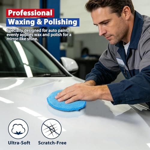 GLIMGLINT Microfiber Wax Applicator Pads, 5 Inch Round Foam Buffing & Detailing Polishing Pads, Reusable Car Wax Applicator for Car Cleaning, Waxing & Fine Polishing, 6 Pack — view 2