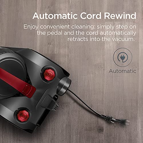 Eureka Bagless Canister Vacuum Cleaner, Lightweight Vac for Carpets and Hard Floors, Red, Whirlwind NEN110D — view 2