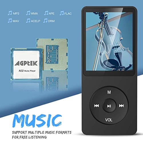 AGPTEK A02 16GB MP3 Player, 70 Hours Playback Lossless Sound Music Player, Supports up to 128GB, Black — view 2