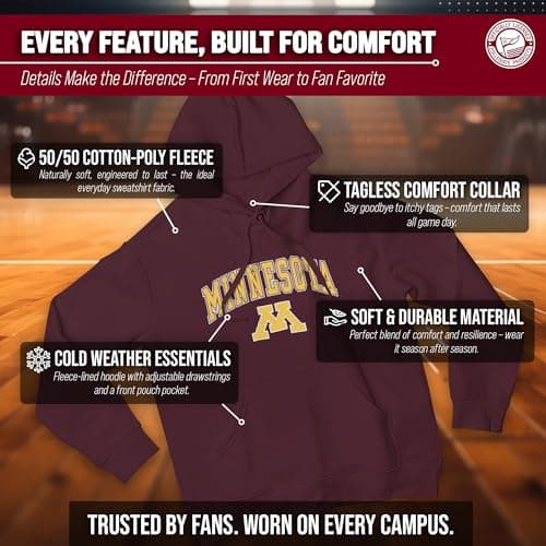 Minnesota Golden Gophers Arch & Logo Gameday Hoodie - Maroon Large — view 2
