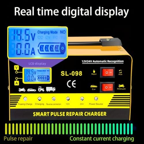 SL-098 Smart Pulse Repair Battery Charger, 12V/24V Automatic Recognition, LCD Display, High Power Intelligent Repair and Activate, for Car and Motorcycle — view 2