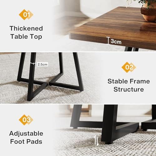 Tribesigns Square Dining Table for 2, 31.5" Industrial Dinner Table with Metal Base, Kitchen Table for Dining Room, Small Space, Apartment, Rustic Brown & Black — view 2