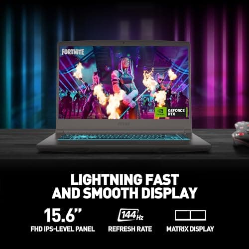 msi Thin 15 15.6” 144Hz FHD Gaming Laptop: Intel Core i7-13620H, NVIDIA Geforce RTX 4050, 16GB DDR4, 512GB NVMe SSD, WiFi 6E, Win 11: Black B13VE-2678US — view 3