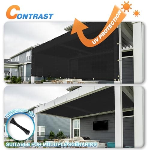 TANG Fence Privacy Screen Black 4 Feet x 12 Feet Outdoor Shade Cloth with Grommets, 150 GSM Temporary Fence Cover with Zipties Mesh Netting Fences Blockage for Backyard Garden Patio Chain Link — view 4