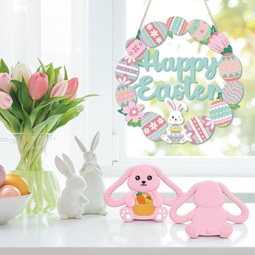 Easter Basket Stuffers Baby Teething Toys, Bunny Silicone Teething Toy for Babies 0 3 6 9 12 18 Months, Easter Basket Stuffer Essential, Baby Rabbit Carrots Teether for Baby & Toddler First Gifts — view 4