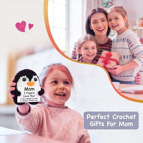 Birthday Gifts for Mom, Handmade Penguin Crochet Gifts for Mom and Mother in Law, Funny I Love You Gift for Her, Mothers Day Gift — view 4
