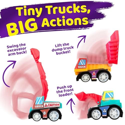 stargo 8 Pack Colorful Prefilled Easter Eggs Bulk with Toys - Mini Car Set Construction Engineering Vehicles Pull-Back Cars. Plastic Easter Eggs Filled, Basket Fillers, Party Favors, Boys Goodie Bags — view 2