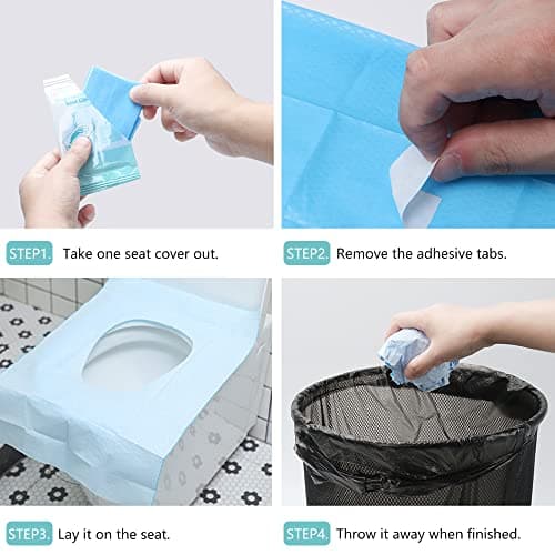 50 Pack Disposable Toilet Seat Covers XL for Travel Accessories Adults Kids — view 5