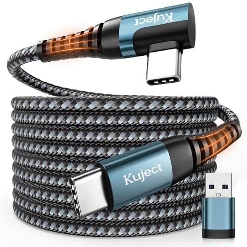 Kuject Link Cable 20FT Compatible for Quest 3 and for Quest 2, Nylon Braided Accessories for Rift S/Steam VR Games, USB 3.0 Type C to C High Speed Data Transfer Charging Cord for Gaming PC