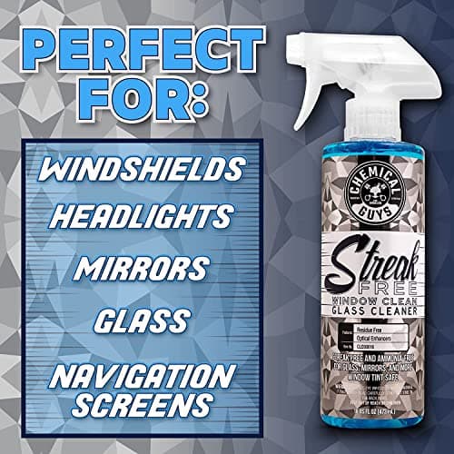 Chemical Guys Streak Free Glass & Window Cleaner (Works on Mirrors, Navigation Screens & More; Car, Truck, SUV and Home Use), Ammonia Free & Safe on Tinted Windows, 473 ml