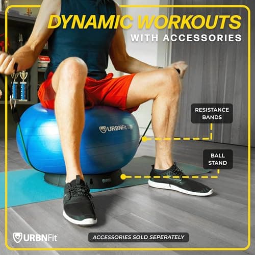 URBNFit Exercise Ball - Yoga Ball in Multiple Sizes for Yoga, Pilates, Pregnancy, Stability - Anti-Burst Swiss Balance Ball w/Quick Pump – Office Ball Chair for Home and Gym – 30 Inch - Black — view 5